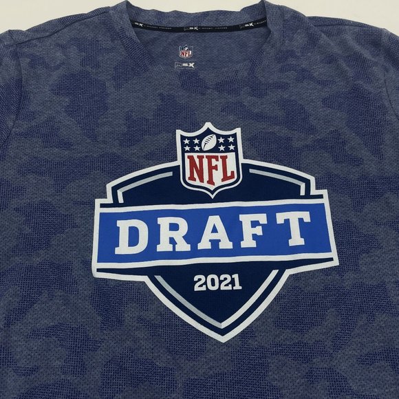 Michael Strahan Shirt Mens XL 2021 NFL Draft Cleveland Blue Camo MSX LS Cotton - Picture 2 of 7